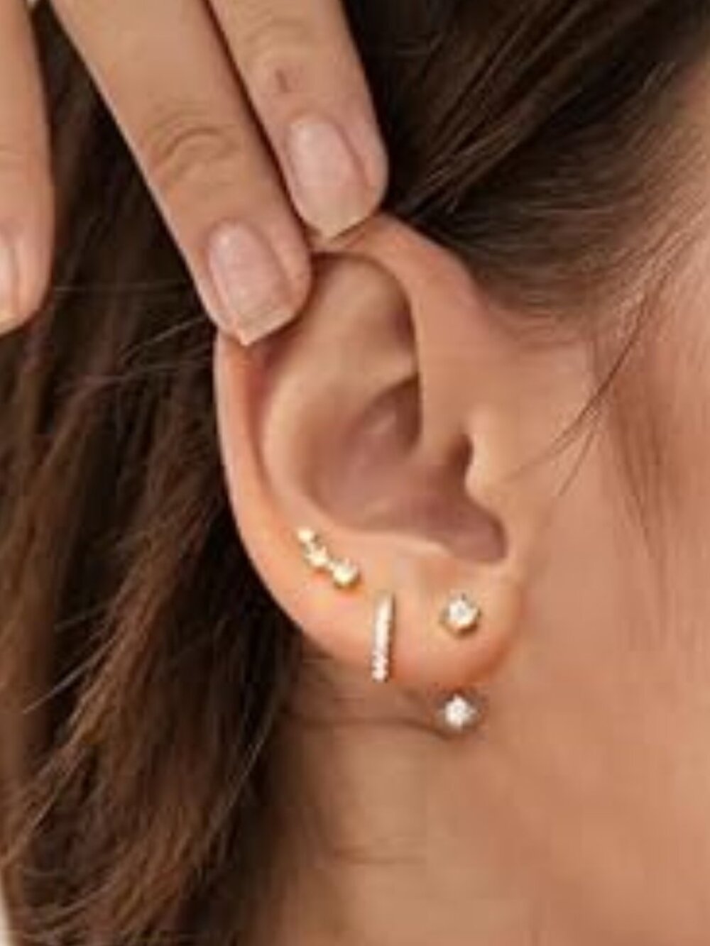 6 Pairs 14K Gold Plated Stud Earrings for Women, CZ Cartilage Stack Set